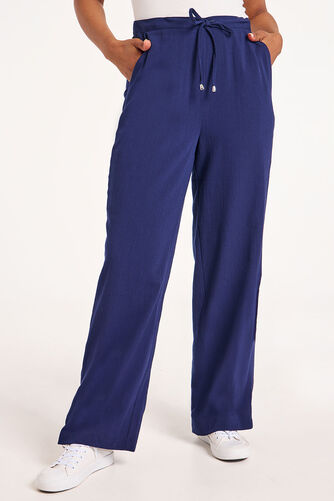 Lightweight Textured Wide Leg Trousers